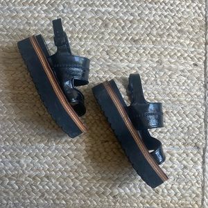 Black Chunky Platform Sandals